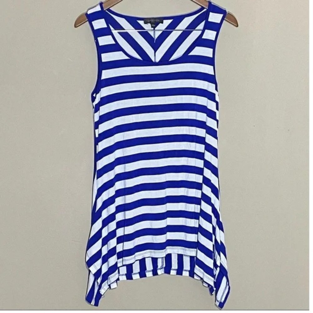 Spense Blue & White Striped Sleeveless Top Tank Large